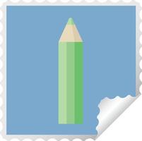 carimbo de adesivo quadrado gráfico de lápis de coloração verde vetor
