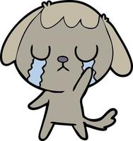 cachorro bonito dos desenhos animados chorando vetor