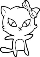 gato de desenho de linha de desenho animado vetor