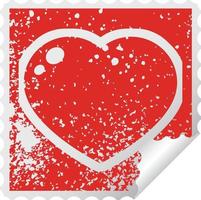 ícone de ilustração de adesivo angustiado gráfico de símbolo de coração vetor