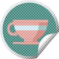 adesivo circular de ilustração vetorial gráfico de xícara de café vetor