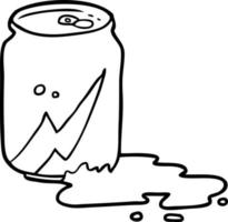 desenho de linha de uma lata de refrigerante vetor
