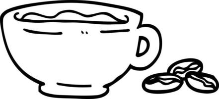 xícara de café expresso preto e branco dos desenhos animados vetor