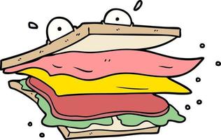 personagem de desenho animado de sanduíche vetor