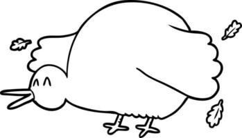 desenho animado pássaro kiwi batendo asas vetor