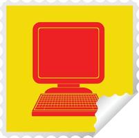 ilustração em vetor de adesivo de descascamento quadrado de ícone de computador