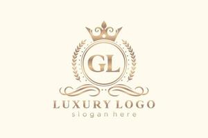 modelo de logotipo de luxo real carta gl inicial em arte vetorial para restaurante, realeza, boutique, café, hotel, heráldica, joias, moda e outras ilustrações vetoriais. vetor