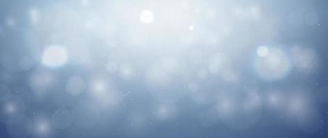 fundo de feliz natal. fundo de céu azul brilhante turva com flocos de neve de cristal branco e belo bokeh de luz. fundo de vetor de natal