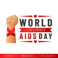 cartaz do dia mundial da aids. ajuda a fita vermelha de conscientização. ilustração vetorial. vetor