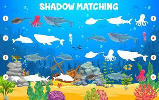 animais marinhos subaquáticos, peixes, jogo de sombra vetor