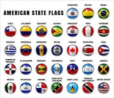 bandeiras do estado americano 3d arredondado vetor