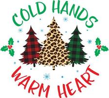 mãos frias, coração quente, feliz natal, papai noel, feriado de natal, arquivo de ilustração vetorial vetor