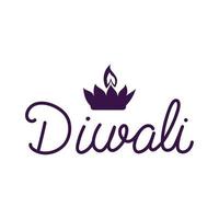 letras de diwali com lanterna vetor