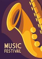 cartaz festival de música com saxofone vetor