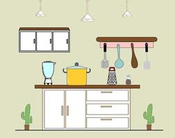 ilustrações de uma decoração de cozinha de beleza em casa vetor