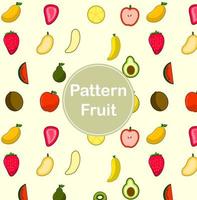 frutas sem costura padrão e vetor de ilustrações de frutas fatiadas