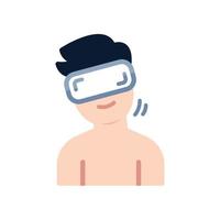 um homem usando óculos de realidade virtual e olhando inclinado para a direita, ícone, vetor, ilustração. vetor