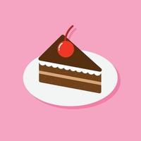 bolo de chocolate em um prato branco, ícone, vetor, ilustração. vetor