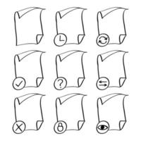 ícone de gerenciamento de fluxo de documentos desenhados à mão no estilo doodle vetor
