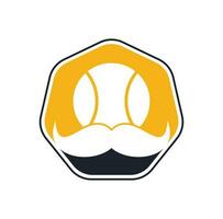 design de logotipo de vetor de tênis forte. bigode e design de ícone de vetor de bola de tênis.