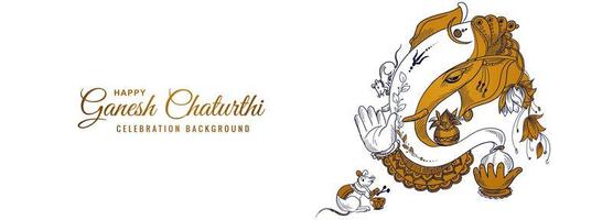 linha desenhada lord ganesha para banner do festival ganesh chaturthi vetor