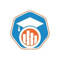 boné de pós-graduação com vetor de logotipo de gráfico de barras de finanças. design de logotipo de educação e logotipo de investimento.