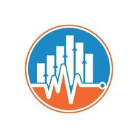 logotipo de pulso financeiro. ícone de design de logotipo de finanças de batimento cardíaco. modelo de design de logotipo de pulso de estatísticas. vetor