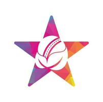 design de logotipo de vetor de conceito de forma de estrela de críquete de folha. modelo de design exclusivo de críquete e logotipo orgânico.