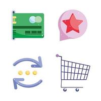 Conjunto de ícones de e-commerce e banco online vetor