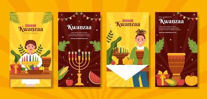 feliz feriado de kwanzaa modelo de histórias de mídia social africana ilustração plana de desenho animado desenhado à mão vetor