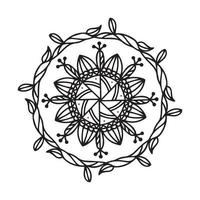 mandala circular padrão preto e branco, decorado com arte de mandala legal boêmia, flores de henna, rito mehndi e simétrico monocromático. mandal de página de livro para colorir, terapia anti-stress. vetor