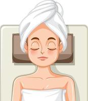 mulher recebe spa de massagem facial vetor