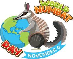 logotipo da bandeira do dia mundial numbat vetor