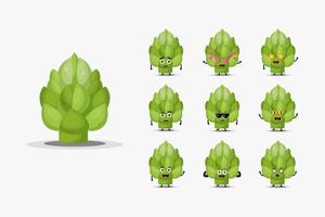 conjunto de design de personagens de vegetais de alcachofra bonito vetor