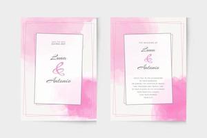 modelo de convite de casamento rosa simples aquarela vetor