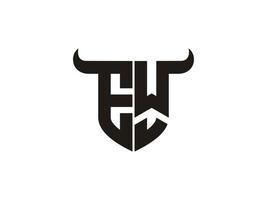 design inicial do logotipo do touro ew. vetor