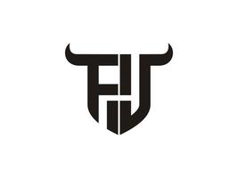 design inicial do logotipo do touro fj. vetor