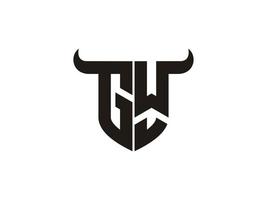 design inicial do logotipo do touro gw. vetor