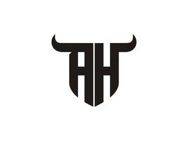 design inicial do logotipo do touro ah. vetor