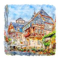 beilstein rheinland pfalz alemanha esboço em aquarela ilustração desenhada à mão vetor