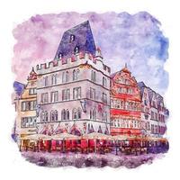 trier alemanha esboço em aquarela ilustração desenhada à mão vetor