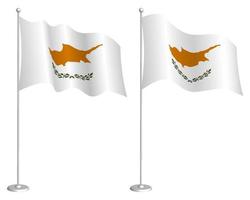 bandeira da república de chipre no mastro da bandeira balançando ao vento. elemento de design de férias. ponto de verificação para símbolos do mapa. vetor isolado no fundo branco