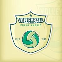 distintivo esportivo com escudo para campeonato de vôlei vetor