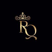 rq ou qr logotipo de ouro vetor