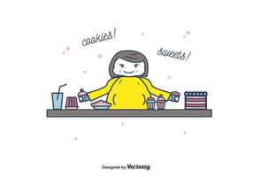 Fat Woman and Cookies Vector