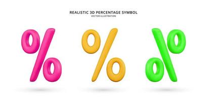 ilustração vetorial de sinal de porcentagem 3d realista vetor