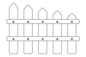 cerca. cerca de madeira. ilustração vetorial. contorno em um fundo branco isolado. estilo doodle. livro de colorir para crianças. retrato falado. proteção contra ladrão. borda horizontal. é seguro. vetor