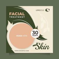 centro de clínica facial e post de mídia social de venda de beleza e modelo de banner. belo design de vetor quadrado para promover cuidados com a pele, maquiagem, cuidados com os cabelos, salão de beleza, esteticista, produto natural, etc