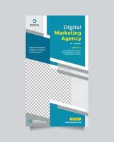 design de modelo de agência de marketing digital criativo para postagem e banner de mídia social. especialista em marketing de negócios digital novo e limpo para negócios corporativos. promoção de modelo de folheto amarelo azul moderno vetor