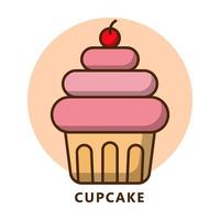 desenho de ilustração de cupcake. logotipo de comida e bebida. símbolo de ícone de sobremesa doce vetor